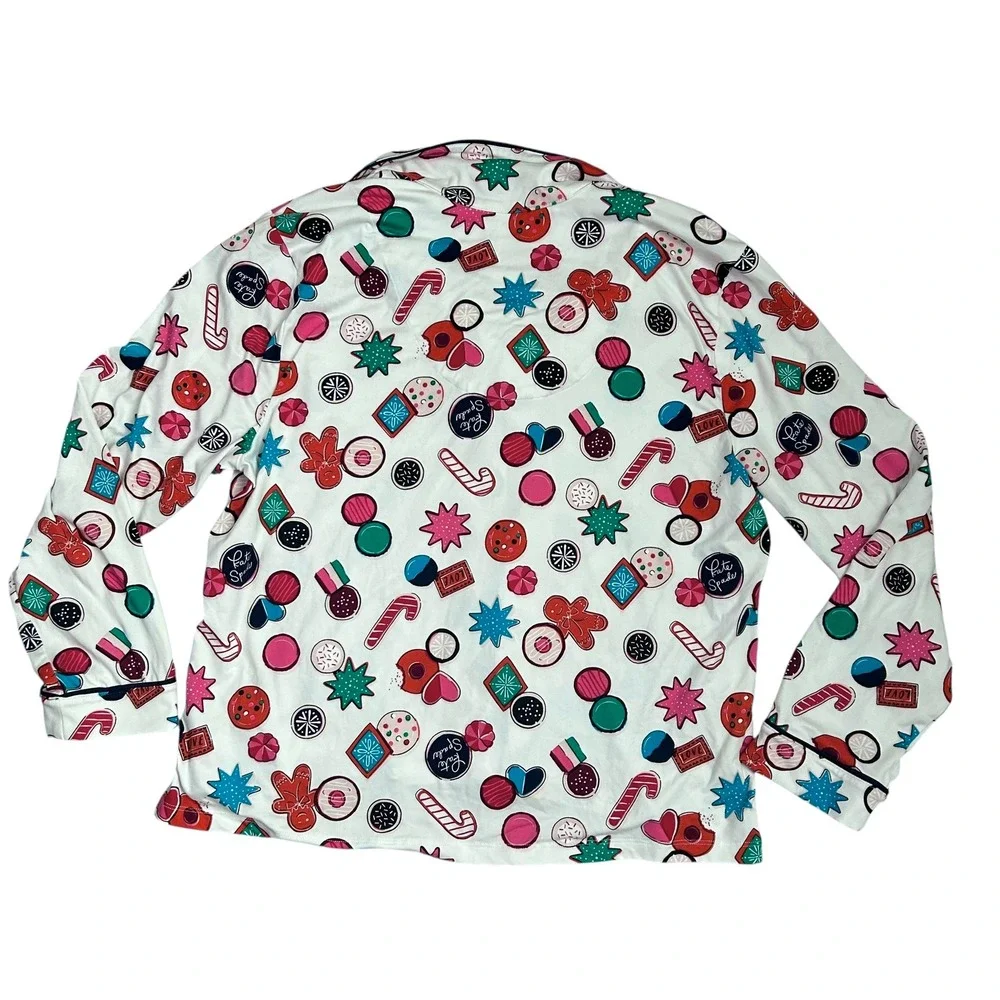 Kate Spade Christmas Cookie Pajama Set XL White Gingerbread Candy‎ Cane Print